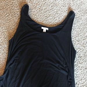 Fitted below knee black maternity dress